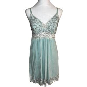 Soma Butterfly‎ Lace Floral Slip Dress Chemise Blue XS Embroider Coquette Fairy